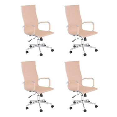 Imagem de Loft7, Kit 4 Cadeiras escritório Esteirinha Diretor Home office Kit Nude
