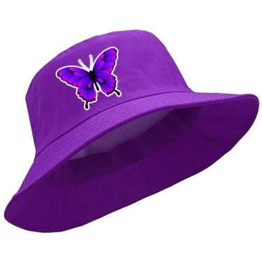 Imagem de Boné Chapéu Unissex Cata Borboleta Roxa Butterfly Ovo Bucket Hat Varia