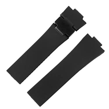 Imagem de OPKDE Pulseira Pulseira de relógio de silicone para Ulysse-Nardin MARINE Pulseira de borracha impermeável para relógio desportiva 25 * 12 mm relógios masculinos desporto (cor: pulseira preta preta,