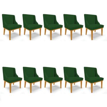 Imagem de Kit 10 Cadeiras De Jantar Liz Veludo Luxo Base Fixa Madeira C