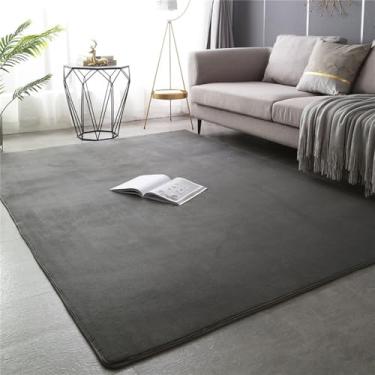 Imagem de Tapete de veludo de cor sólida para sala de estar, tapete de cama antiderrapante, tapete grande e macio, tapete infantil, decoração retangular para casa, cinza escuro, 1200 mm x 1600 mm