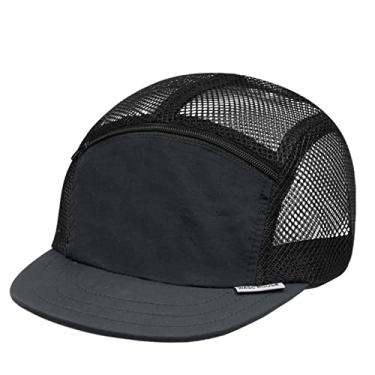 Imagem de Clakllie Boné de beisebol com 5 painéis, aba curta, casual, respirável, para corrida, chapéu de sol, S-gd16-preto, tamanho �nico