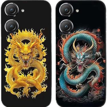 Imagem de 2 peças dragão chinês TPU gel silicone capa de telefone traseira para Asus Zenfone 8/9/10 (Asus Zenfone 10)