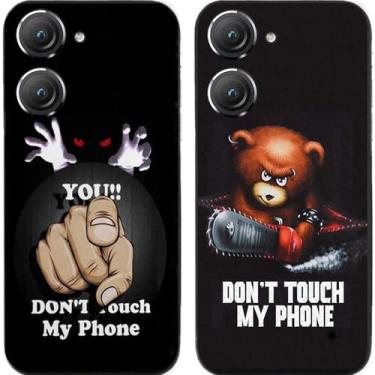 Imagem de 2 peças Bear You Don't Touch My Phone TPU gel silicone capa traseira para celular Asus Zenfone 8/9/10 (Asus Zenfone 10)