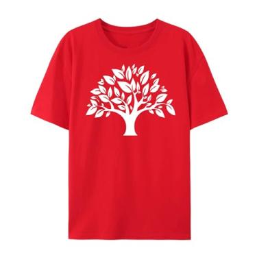 Imagem de BAFlo Camiseta masculina e feminina com estampa de árvore da vida, Vermelho, G