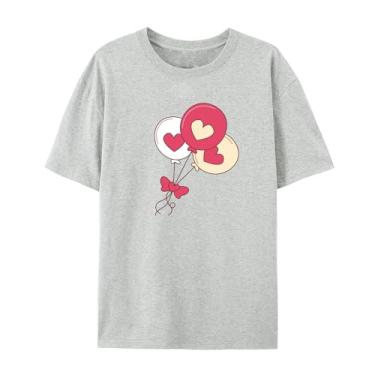 Imagem de Camiseta Love Graphics para homens e mulheres com estampa engraçada de balão para amigos amor, Cinza claro, M