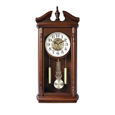 Imagem de Relógio de manto, grande, antigo, de madeira, decorativo, relógio europeu de dupla finalidade, relógio de mesa de relatório, relógio de parede, relógio de mesa, relógio de cornija vintage