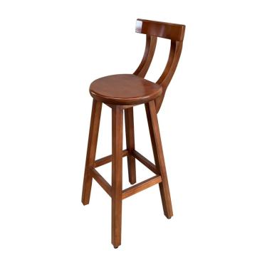 Imagem de Banco Alto Bistrô de Madeira com Encosto Girafa Ideal para Bar e Restaurante Imbuia