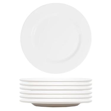 Imagem de Prato Raso Melamina Não é Louça Kit 6 Pratos Branco Redondo Servir Mesa Restaurante Buffet tipo acrílico Resistente Pratos Jantar 27 cm Jogo Prato raso Moderno Melanina Basic Melamine Refeição Hotel