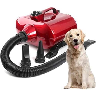 Imagem de Secador de cabelo para preparação de cães de 3000W para animais de estimação médios e grandes, ventilador silencioso de alta velocidade ajustável sem passo com secador aquecedor, vermelho