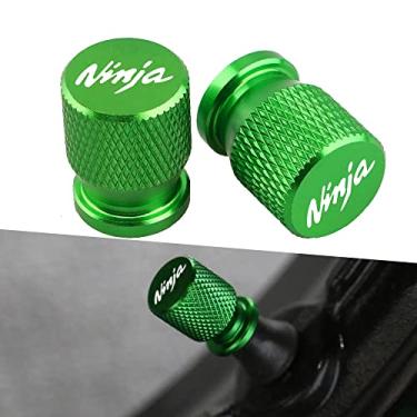 Imagem de Tampa de válvula de pneu de roda de motocicleta plugue de haste de porta de ar para Kawasaki Ninja 250 300 350 400 650 650R ZX6R ZX10R ZX14R H2R (verde)