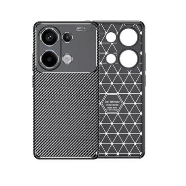 Imagem de Capa Capinha Anti Impacto Para Xiaomi Redmi Note 13 Pro 4g Case Com Desenho Fibra De Carbono Shock Queda (Preta)