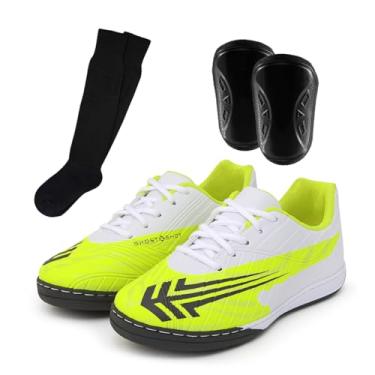 Imagem de Kit Tênis Infantil Futsal Chuteira Meião Caneleira 26 Ao 33 (Verde, BR, Criança de 9 a 12 anos, Numérico, 33)