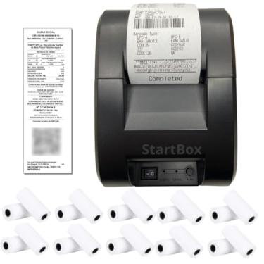 Imagem de Impressora Termica Pos Cupom Nao Fiscal 58mm Bluetooth e USB Compatível com todas as plataformas Smartphones e PC Tickts Pc Bivolt + 20 Bobinas Térmicas Branca 58mm com 16 Metros cada Rolo StartBox
