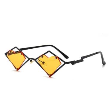 Imagem de JRLLFD Óculos de sol hip hop em formato de coração feminino, óculos de metal irregular, colorido, 3, tamanho único