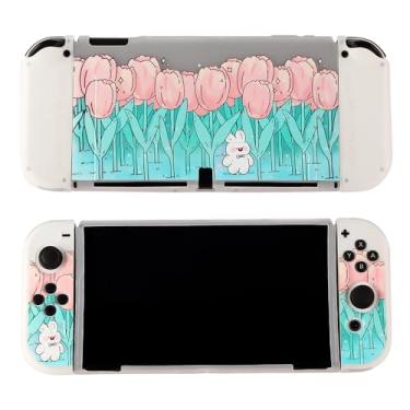 Imagem de CasosexploreLab Case Shell Compatible with Nintendo Switch OLED Kawaii Bunny Protective Cover for Nintendo Switch Joycon Controller Soft TPU Grip Dokable Case Carrying Cover Switch Accessories