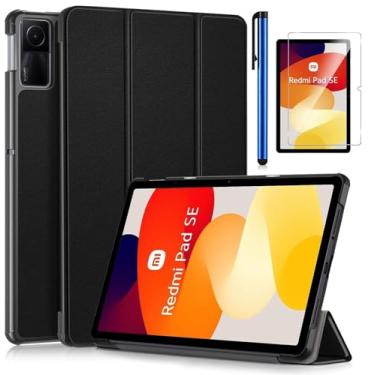 Imagem de Capa Case Tablet + Caneta Touch + Película Para Xiaomi Redmi Pad SE 11" (2023) Magnética Com Função Liga e Desliga a Tela (Preto)