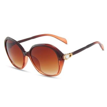 Imagem de HCPIHF Óculos de sol femininos grandes, vintage, gota d'água, cristal, perna, decoração, UV400, óculos de viagem, gradiente C2, chá, tamanho único