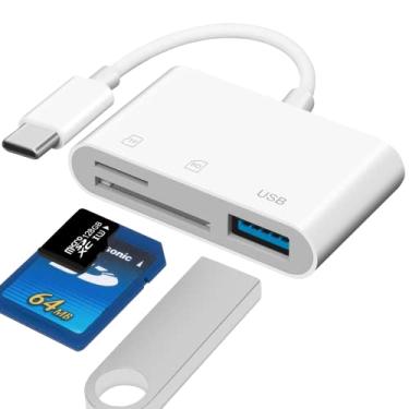 Imagem de Leitor de cartão USB C, leitor de cartão de memória 3 em 1 USB C para Micro SD TF compatível com Pad Pro, Chromebook, XPS, Galaxy S10/S9 e mais dispositivos USB C