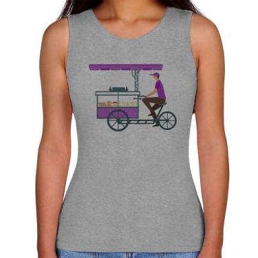 Imagem de Regata Feminina Bike Food - Foca na Moda, Cinza, GGG