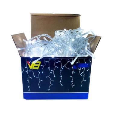 Imagem de Cascata Natal Pisca Fixo 400 Leds 9,5m Branco Frio 127V Uso Interno 14