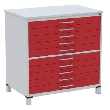 Imagem de Mapoteca 10 Gavetas Pandin 120 cm (Larg) Inmetro Tampo MDP Cinza Estru