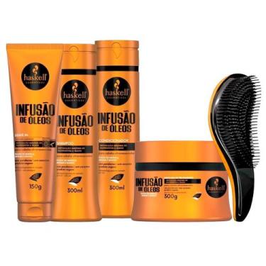 Imagem de Kit Haskell Infusão De Óleos Trio 300ml + Leave In +Escova