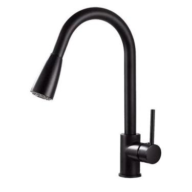 Imagem de Torneira Cozinha Monocomando Gourmet Ducha Extensível Preta - Alpes Me