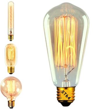 Imagem de Lâmpada Filamento Carbono Vintage Dimerizável Retrô Âmbar St64 G80 T30
