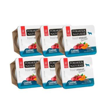 Imagem de Kit 6 Rações Úmidas Fórmula Natural Fresh Meat Gourmet Patê Carne - 70