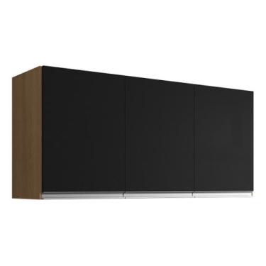 Imagem de Armário Aéreo Andreia Suspenso 120cm - Ajl Móveis, Amêndoa/Preto