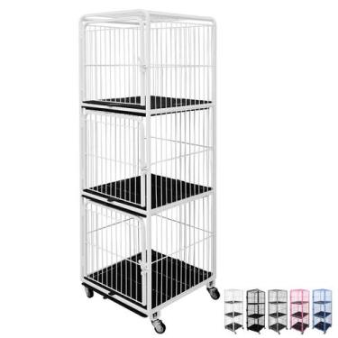 Imagem de Canil Gaiola Vertical 3 Lugares Cães Cachorro Pet Shop Tosa - Açomix, 