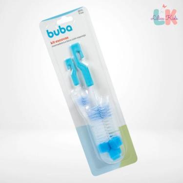 Imagem de Kit Escova para Mamadeira Bico e Garrafa com Esponja - Buba, Azul