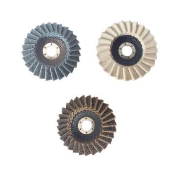 Imagem de Kit 3 discos flap manta abrasiva + feltro la 115mm polimento - OMEGA