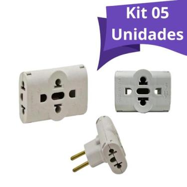 Imagem de Kit 05un Adaptador Pino Universal Tomada Benjamim T - spm, Benjamin T