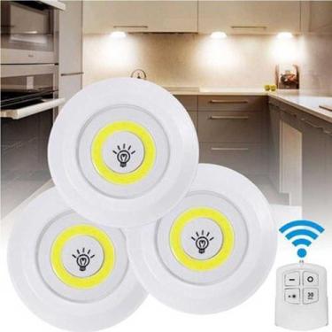 Imagem de 3 Lampadas Luminária Led Spot Sem Fio C/ Controle Remoto Casa Automati