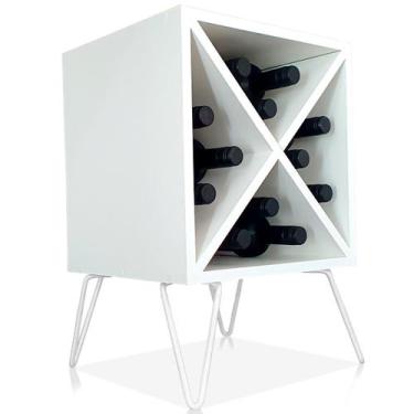 Imagem de Suporte Adega De Vinho Santiago Madeira MDF 12 Garrafas - Branco - Gen