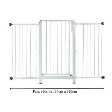 Imagem de Grade e portão para cachorro bebê pet, vãos de 116cm a 120cm - Grade M