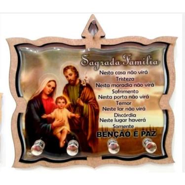 Imagem de Porta Chaves Resinado Sagrada Família - MDF 