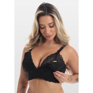 Imagem de Sutiã Amamentação com Renda Alcinha Abertura no Seio Preto - Fristyle,