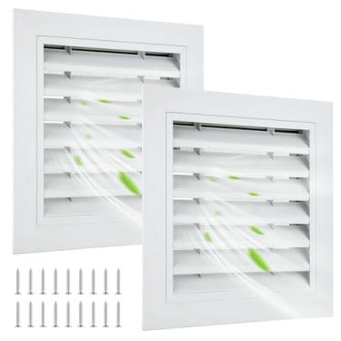 Imagem de Gisafai 2 peças de ventilação de parede de liga de alumínio de 30,5 cm x 30,5 cm com janela de sótão de retorno de tela com parafusos, para ventilação portas externas parede casa (branco)