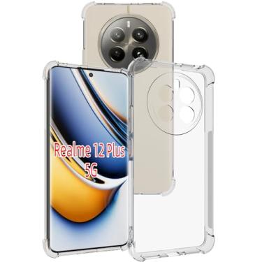 Imagem de USTIYA Capa para Realme 12+ 12 Plus 5G TPU transparente quatro cantos capa de proteção de grau militar transparente macia