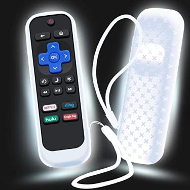 Imagem de Capa para controle remoto Roku, capa para Hisense/TCL Roku TV Steaming Stick/Express Universal Substituição Controlador Capa de silicone com cordão que brilha no escuro