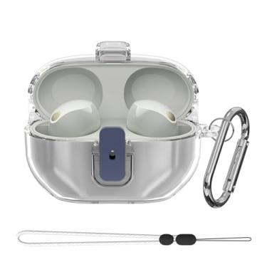 Imagem de POZCIS Capa para Sony WF-1000XM5, capa protetora de TPU transparente e macia, compatível apenas com Sony WF-1000XM5, capa de fones de ouvido com mosquetão e acessórios de cordão (transparente)