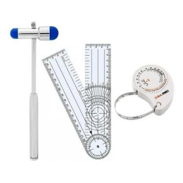 Imagem de Kit Martelo Reflexo Buck Azul + Goniômetro + Fita Antropométrica - BIC