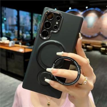 Imagem de ZXDK Capa com suporte giratório 360 para Samsung Galaxy S24 S23 S22 Ultra Plus compatível com Magsafe, capa com suporte magnético militar à prova de choque (preta, S22 Ultra)