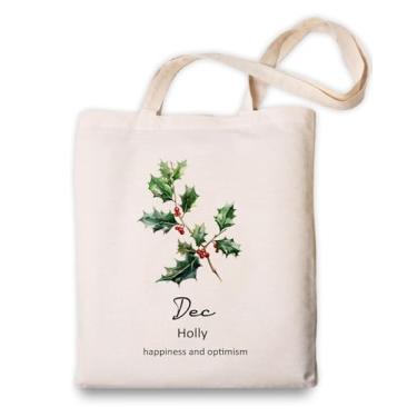 Imagem de OUZ Sacola de flor de nascimento de dezembro, flor de mês de nascimento de azevinho, presente de flor de nascimento personalizado para ela, presente para mãe, presente de melhor amiga para