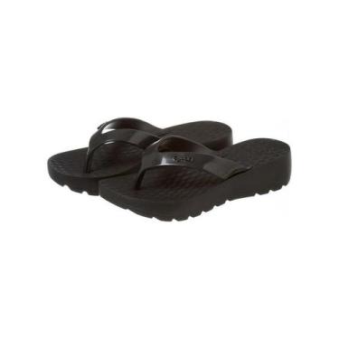 Imagem de Chinelo de dedo feminino dijean dij282 solado 4 cm de altura, Preto, 3