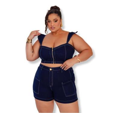 Imagem de Conjunto Jeans Plus Size Short e Cropped com Lycra Premium - Q'chick j