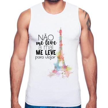 Imagem de Regata Não me leve a mal, me leve para viajar - Foca na Moda, Branco, 